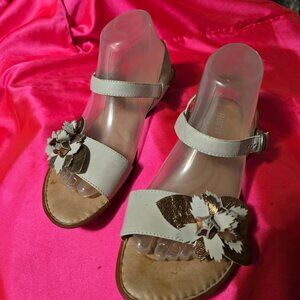 Born White and Brown Sandals
